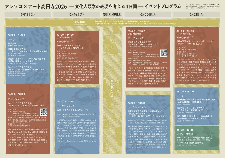 アンソロ×アート高円寺2026 ―文化人類学の表現を考える9日間―